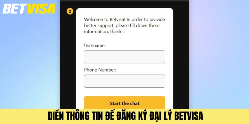 Điền thông tin đăng ký để trở thành đối tác của Betvisa