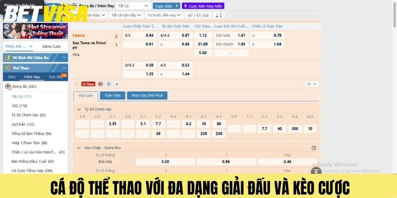 Chơi cá cược thể thao với nhiều bộ môn và đa dạng kèo cược